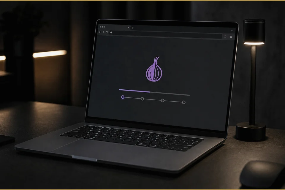 Laptop establishing Tor circuits used as a reading plate